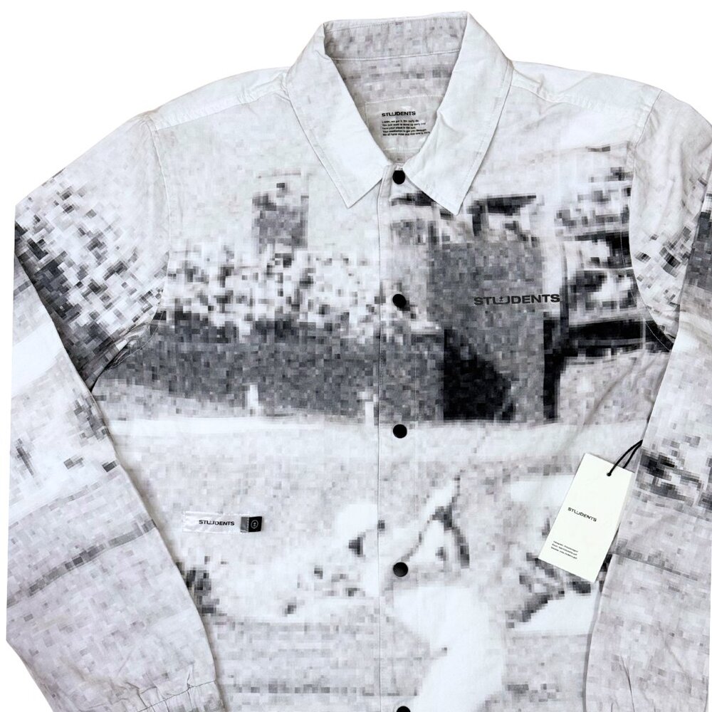 Students Golf Twill Jacket – Black & White Pixel Print – Size M